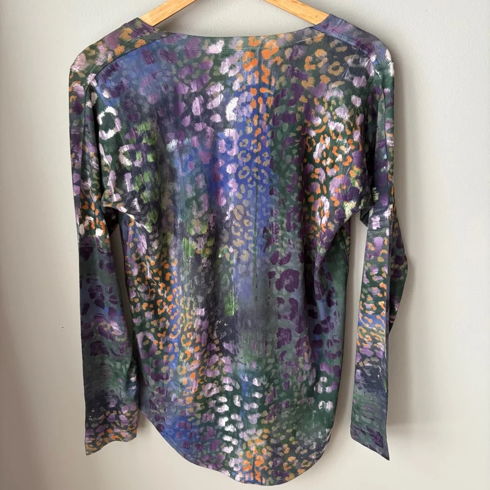 Nally & Millie‎ Womens Small Multi Color Animal Print Abstract Long Sleeve Shirt - Picture 3 of 10